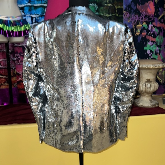 EUC Unisex Silver Sequined Blazer/Coat - Picture 7 of 16